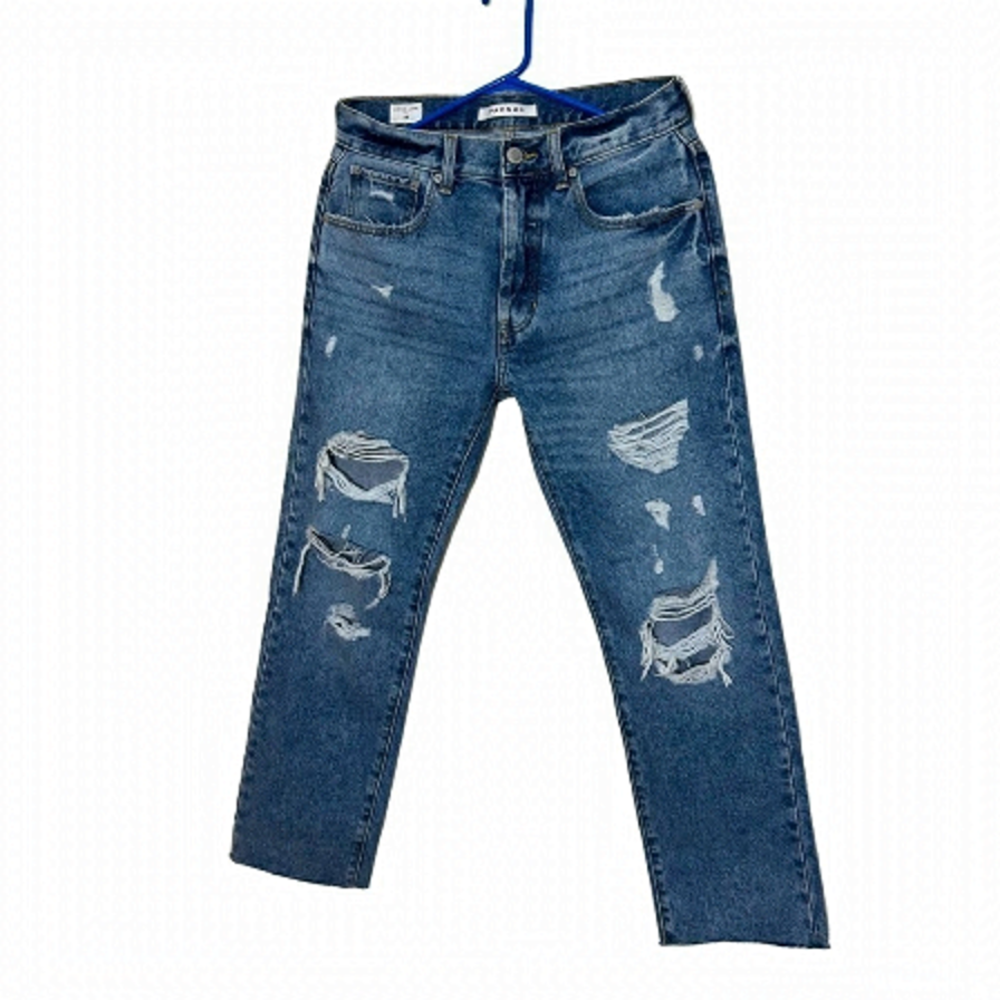 Pacsun Vintage Loose Mid Rise Frayed Ripped Raw Hem Light Blue Jeans Size 28